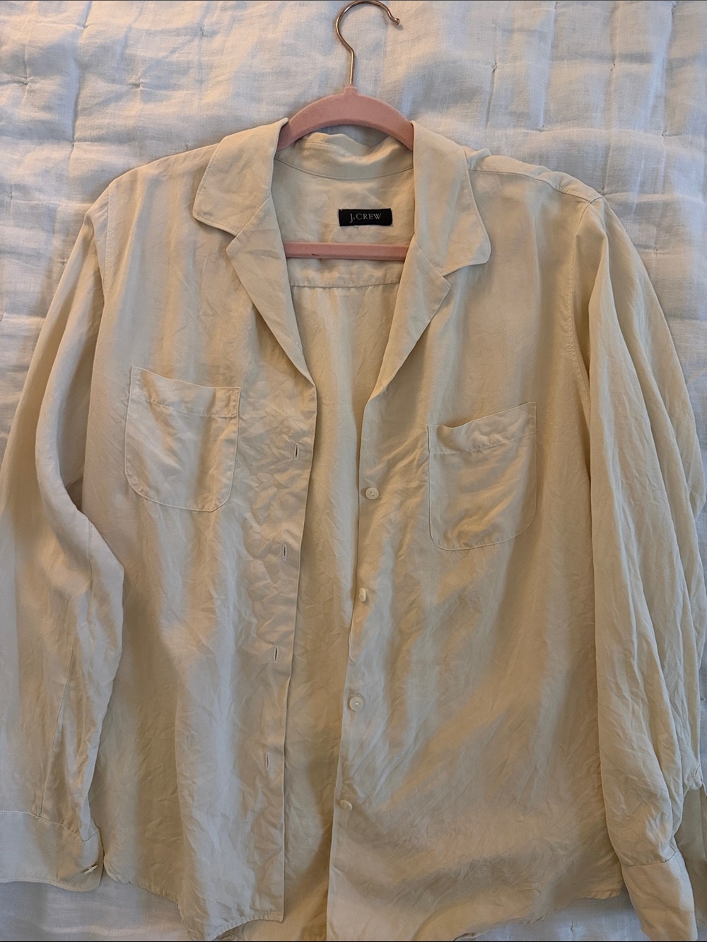 J. Crew womens Cream Lightweight Button-Up Shirt Jacket